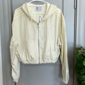 Cream cropped Adidas jacket